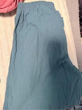 Womens Teal Elastic-Waist beach pants